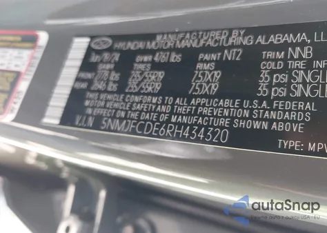 2024 Hyundai Tucson Sel from USA, damaged, VIN 5NMJFCDE6RH434320